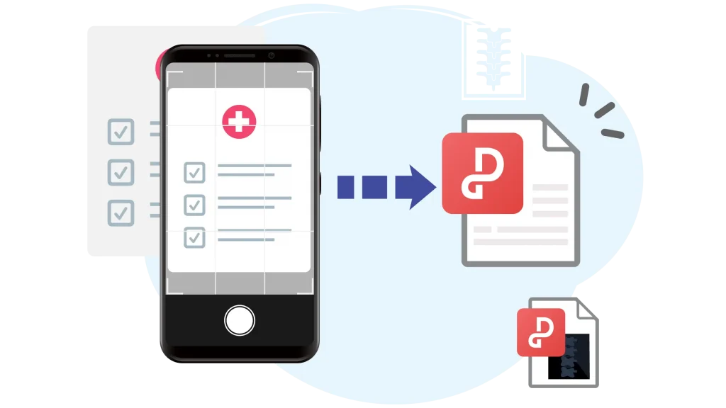 紙の問診票もPDF化することで保管場所のかさばり防止